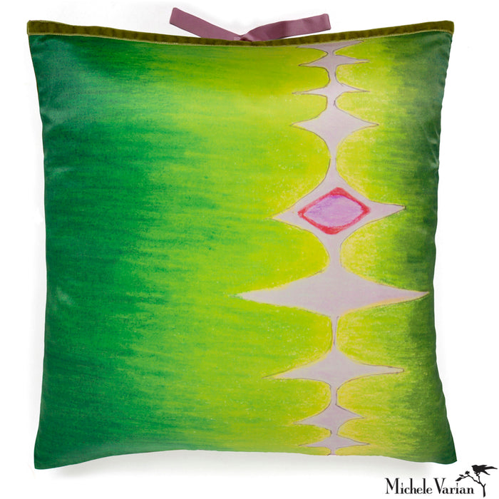 Silk Print Pillow Multi Spear Green 20x20