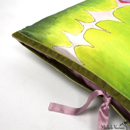 Silk Print Pillow Multi Spear Green 20x20