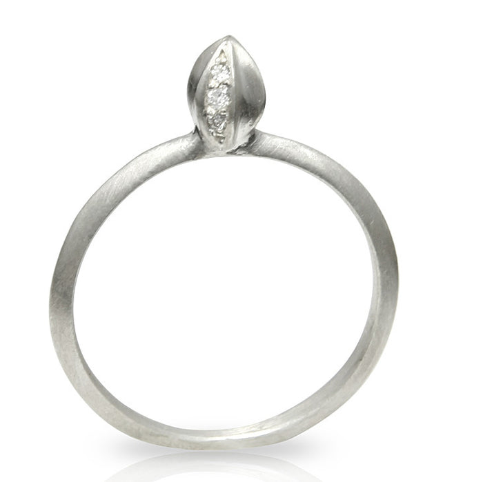 Silver Bud Ring With Diamonds