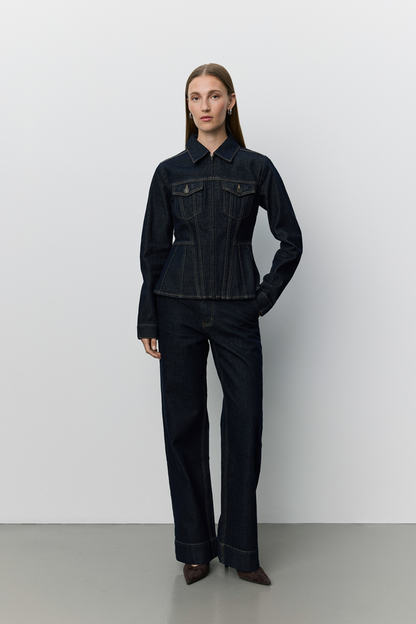 Sofie Schnoor Savakisw Slim Fit Raw Denim Jacket S263270 worn by model Shop Sofie Schnoor at Dotique