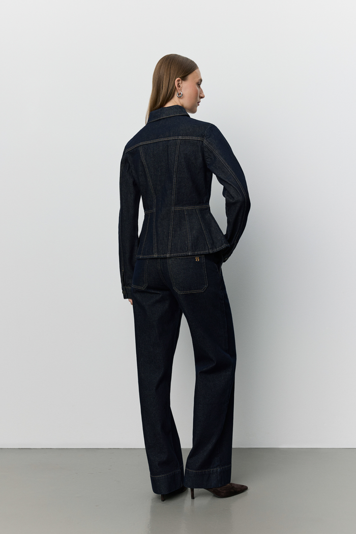 Sofie Schnoor Savakisw Slim Fit Raw Denim Jacket S263270 back view Shop Sofie Schnoor at Dotique