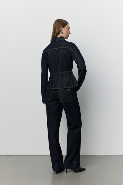 Sofie Schnoor Savakisw Slim Fit Raw Denim Jacket S263270 back view Shop Sofie Schnoor at Dotique
