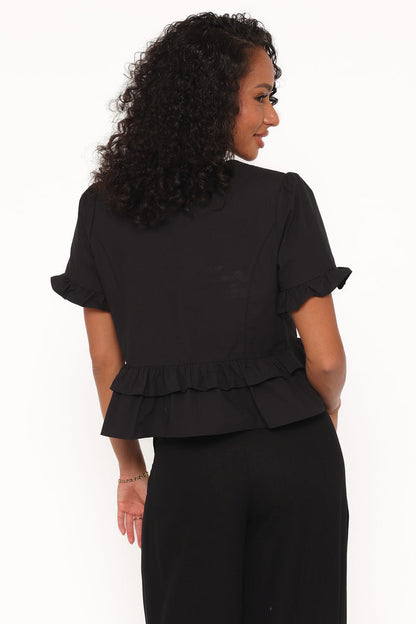 Petal and Pup USA TOPS Sorcha Peplum Top - Black