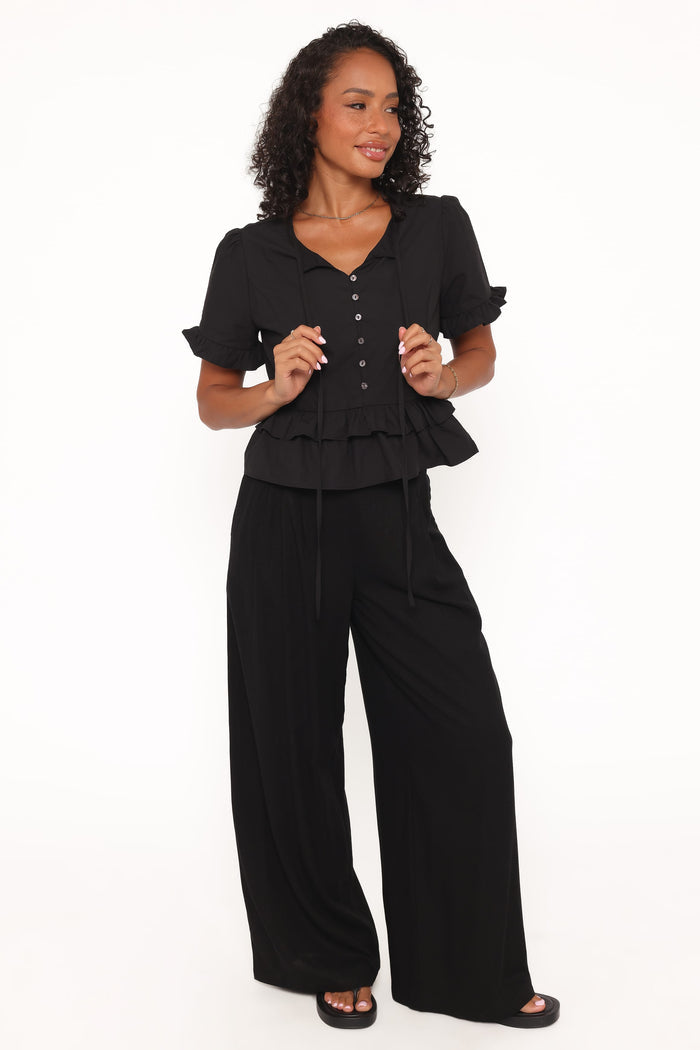 Petal and Pup USA TOPS Sorcha Peplum Top - Black