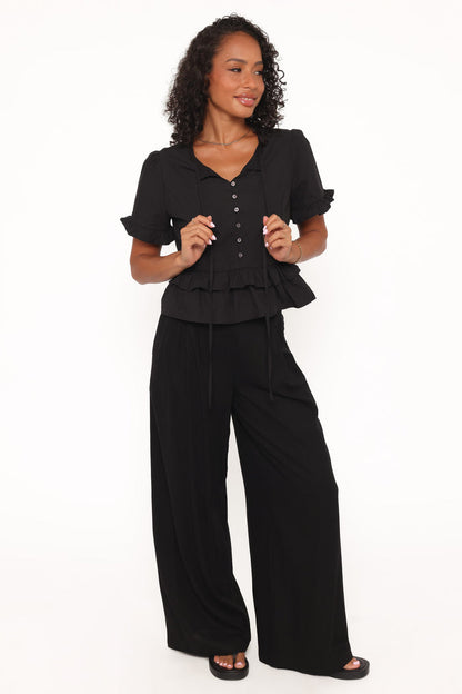 Petal and Pup USA TOPS Sorcha Peplum Top - Black