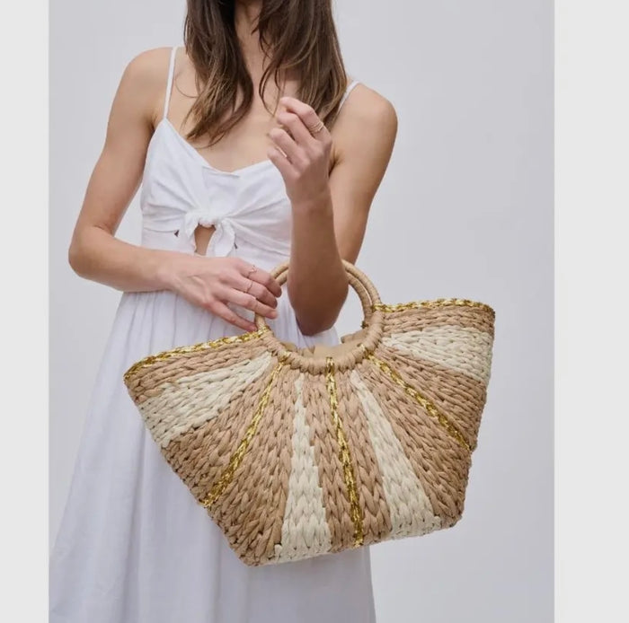Straw Summer Top Handle Tote Bag