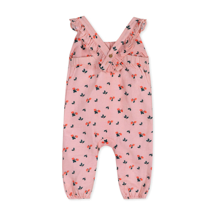 Strawberry Ruffled Baby Jumpsuit (Organic Muslin)