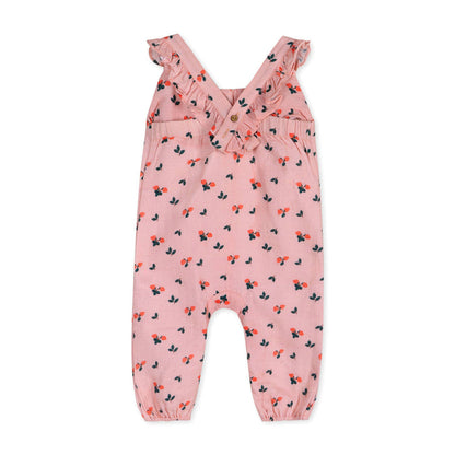 Strawberry Ruffled Baby Jumpsuit (Organic Muslin)