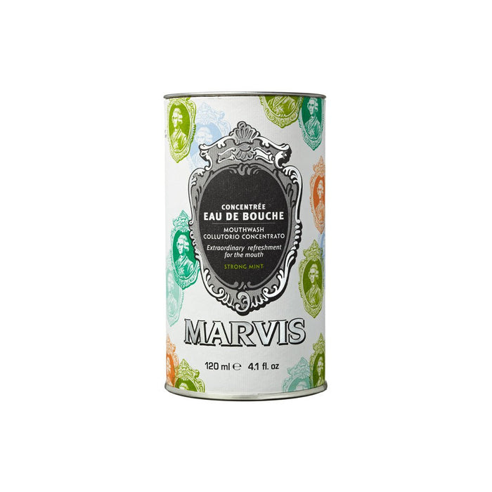 Tube packaging of Marvis mouthwash concentrate.