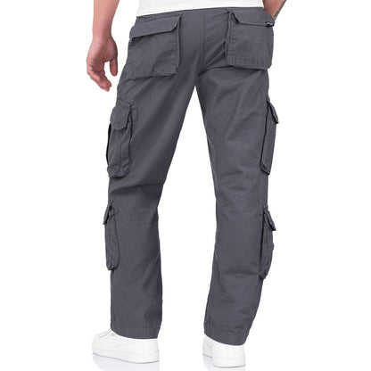 rear of grey surplus airborne vintage slimmy trousers