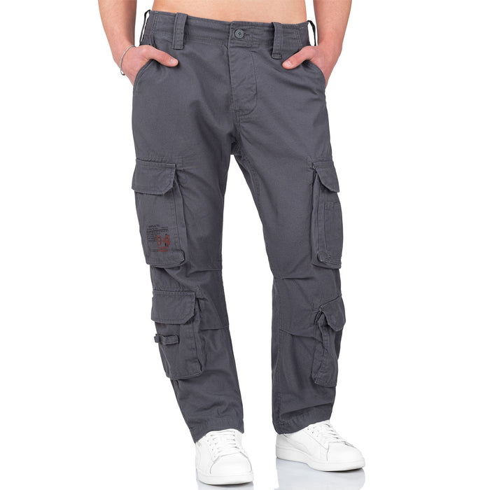 surplus grey airborne vintage slimmy trousers button closure