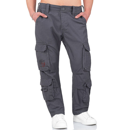 surplus grey airborne vintage slimmy trousers button closure