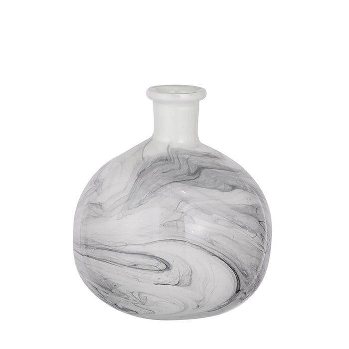 Svirla Round Vase in black and white glass from A and B Home