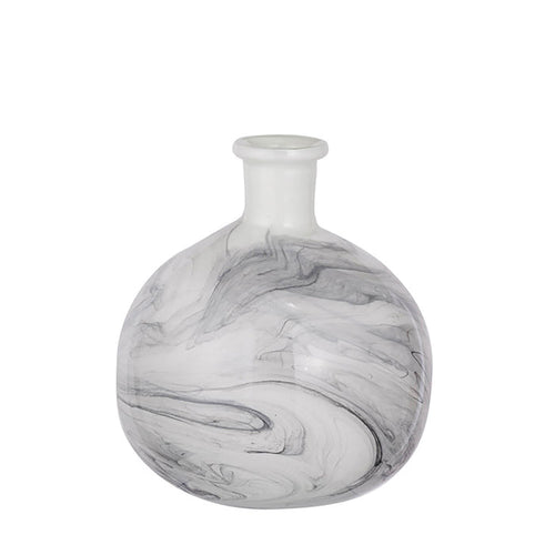 Svirla Round Vase in black and white glass from A and B Home