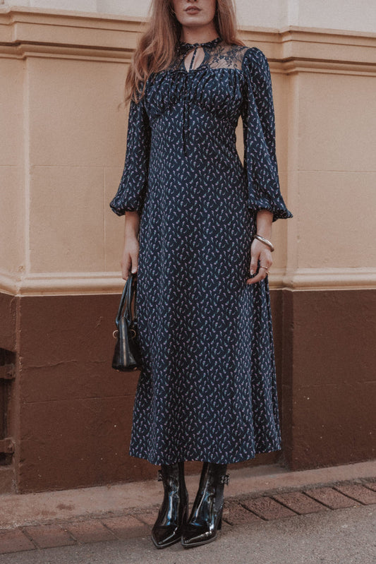 DRESSES Tillie Long Sleeve Maxi Dress - Navy Tulip Floral