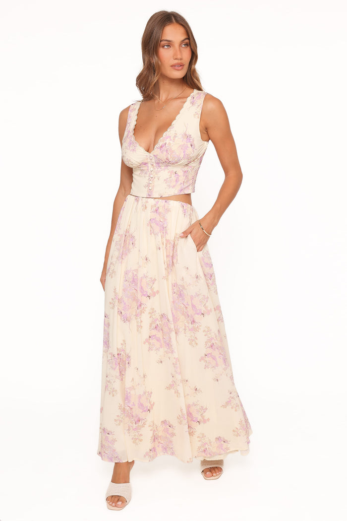 Petal and Pup USA BOTTOMS Tinsley Maxi Skirt - Lavender Floral