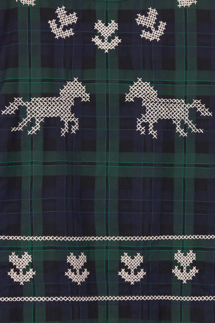 Tiny Big Sister Embroidered Check Puff Sleeves Blouse AW26-754 Shop Tiny Big Sister at Dotique