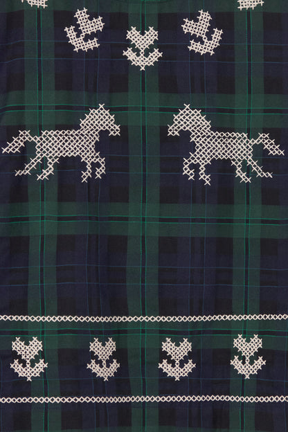Tiny Big Sister Embroidered Check Puff Sleeves Blouse AW26-754 Shop Tiny Big Sister at Dotique
