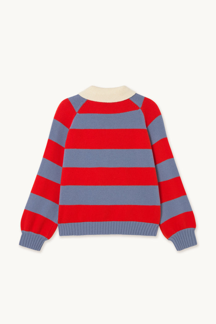 Tiny Big Sister Frank Striped Polo - Orange/Blue AW26-844 jumper Shop Tiny Big Sister at Dotique