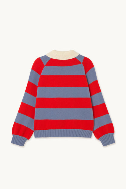 Tiny Big Sister Frank Striped Polo - Orange/Blue AW26-844 jumper Shop Tiny Big Sister at Dotique