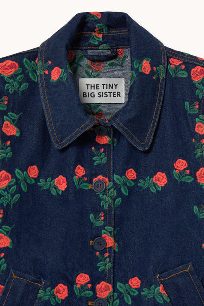 Tiny Big Sister Roses Grid Embroidery Denim Jacket AW26-795 floral Shop Tiny Big Sister at Dotique