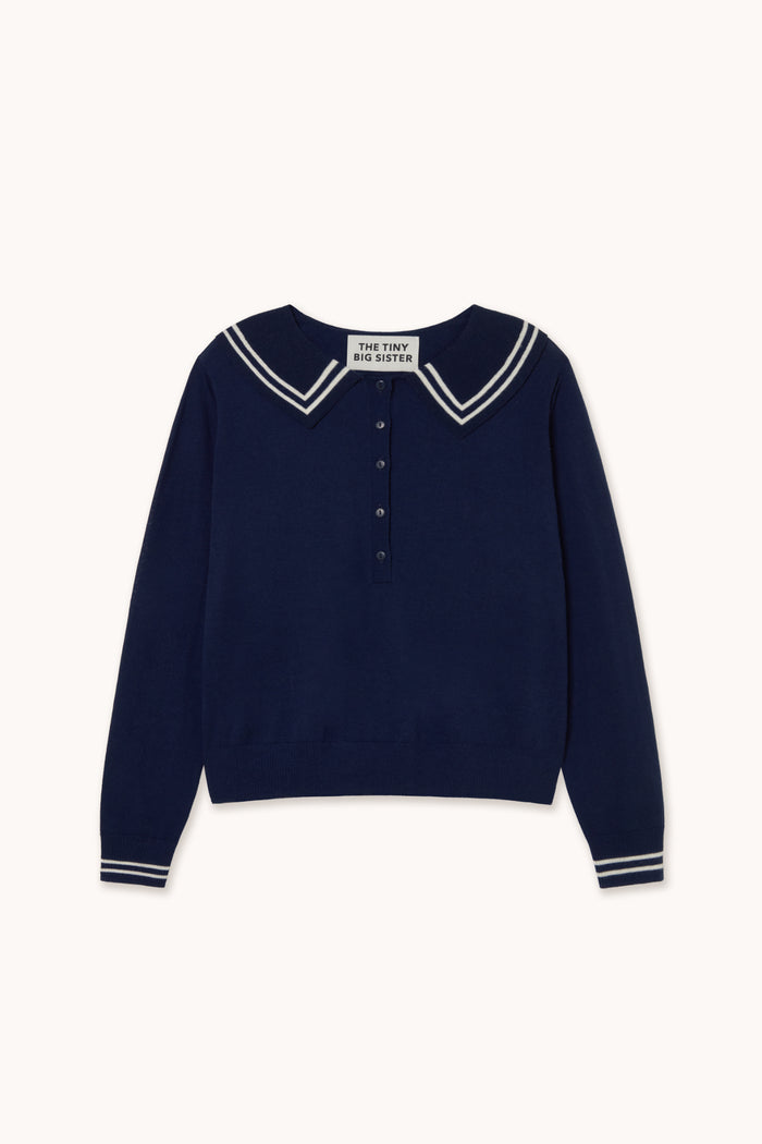 Tiny Big Sister Sailor Polo AW26-674 navy jumper by Tiny Big Sister Shop Tiny Big Sister at Dotique