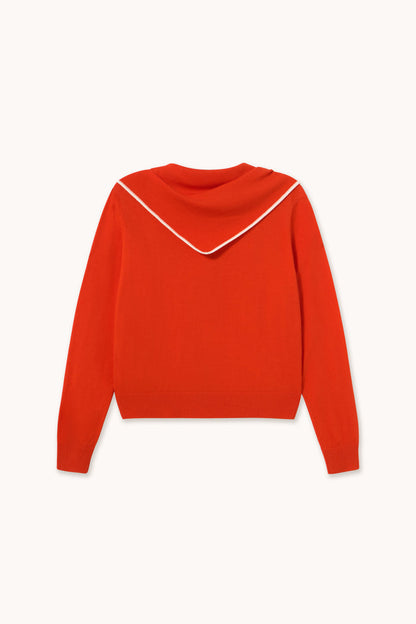 Tiny Big Sister Scarf Neck Lara Cardigan - Red AW26-668 front view Shop Tiny Big Sister at Dotique