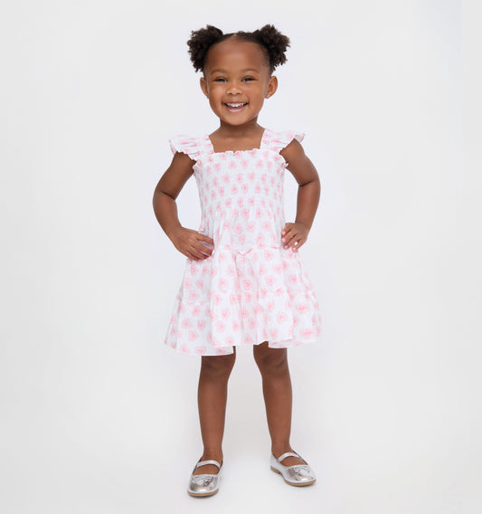 The Tiny Ellie Nap Dress - Pink Doily Heart