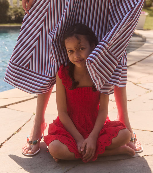 The Tiny Ellie Nap Dress - Cherry Trellis Broderie