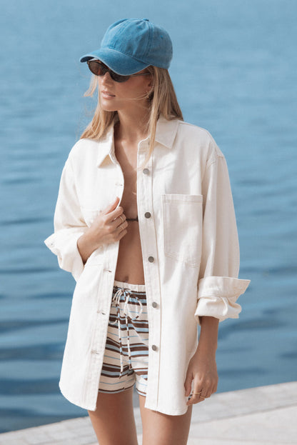 Petal and Pup USA OUTERWEAR Toto Denim Shacket - Ivory