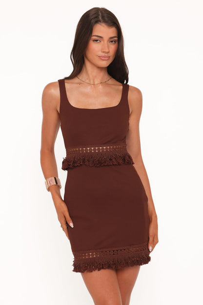 Petal and Pup USA DRESSES Tula Mini Dress - Dark Brown