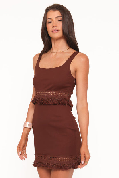 Petal and Pup USA DRESSES Tula Mini Dress - Dark Brown