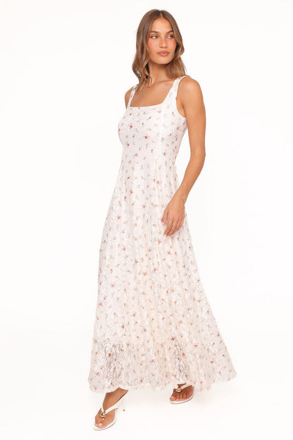 Petal and Pup USA DRESSES Valley Maxi Dress - White Floral Lace