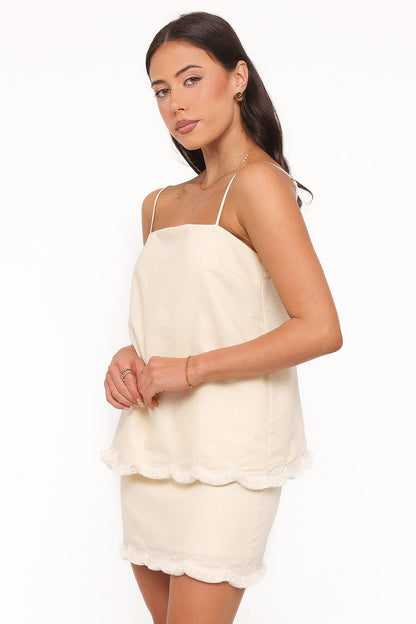 SETS Venate Scallop Skirt Set - Yellow
