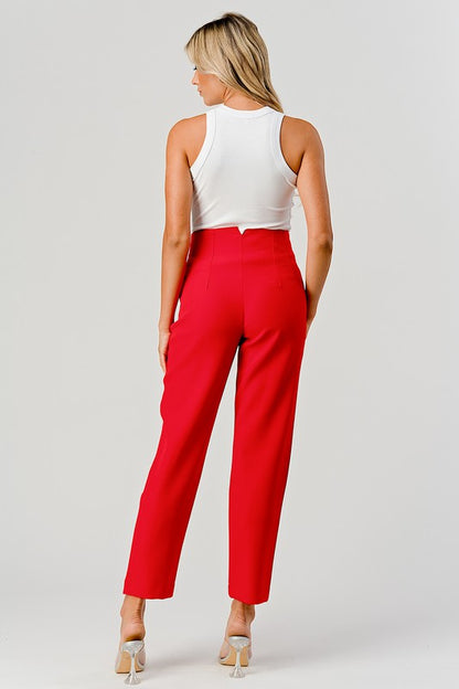 Vivian Darted Trousers (Red)