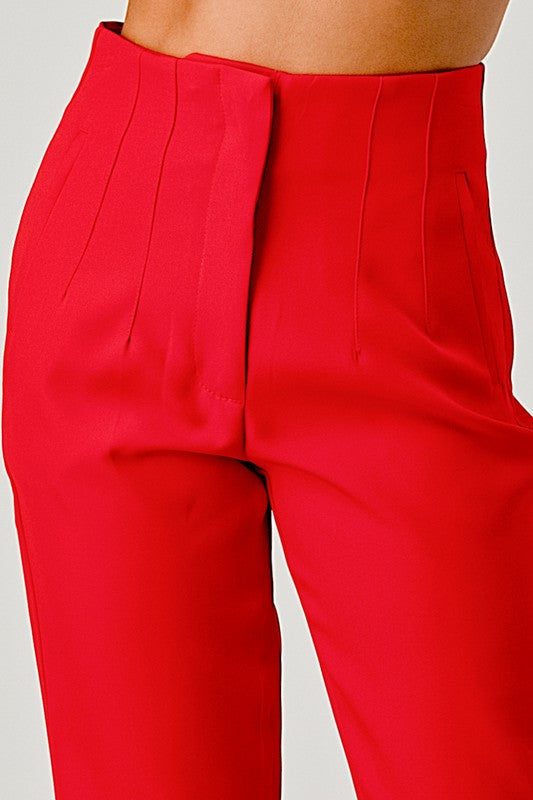Vivian Darted Trousers (Red)