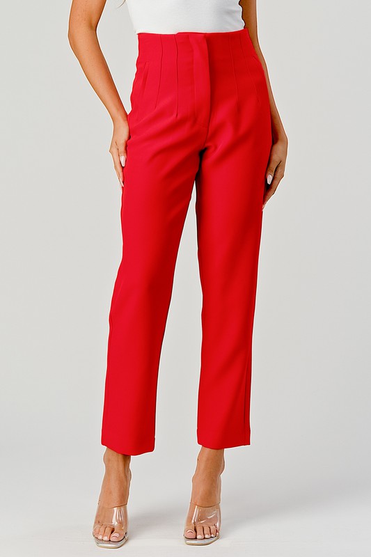 Vivian Darted Trousers (Red)
