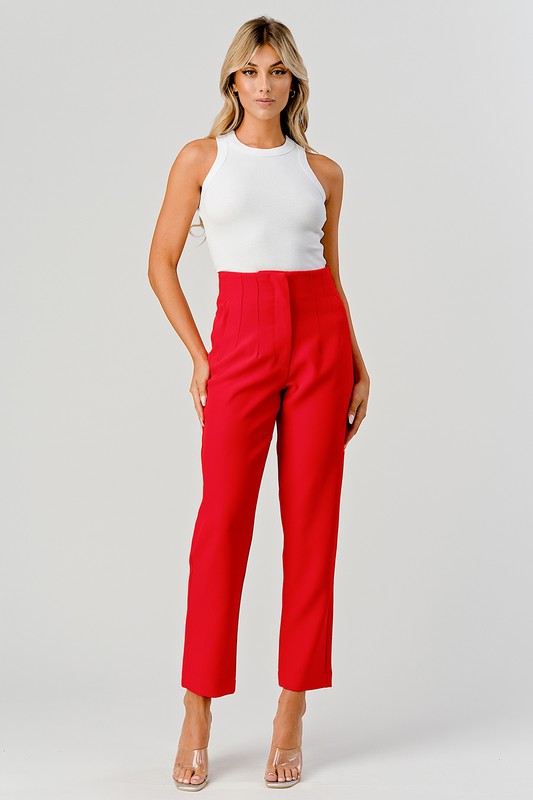 Vivian Darted Trousers (Red)