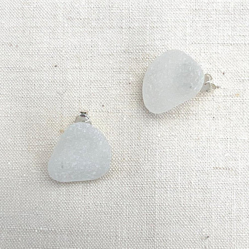 White Sea-glass Earrings with Sterling Posts Earrings I