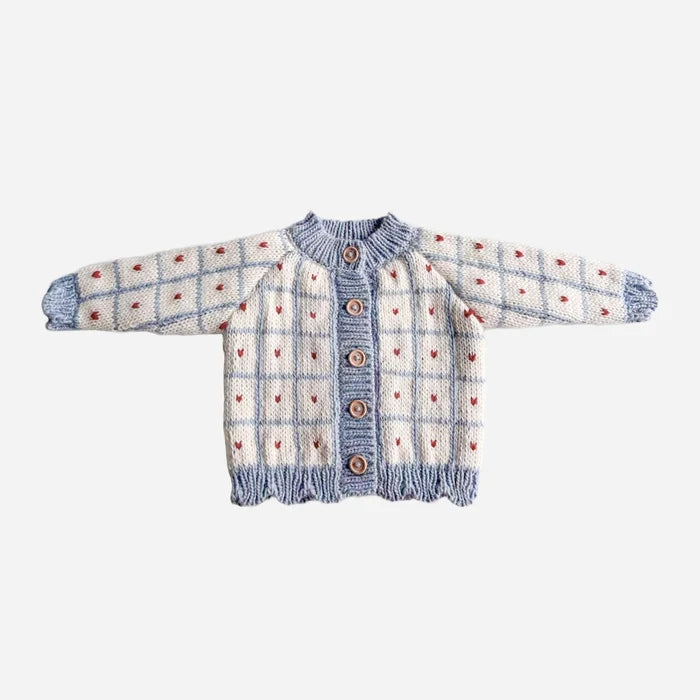 Windowpane Cardigan Pink Checkered Baby Gift Fall Girl (Copy)
