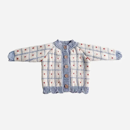 Windowpane Cardigan Pink Checkered Baby Gift Fall Girl (Copy)