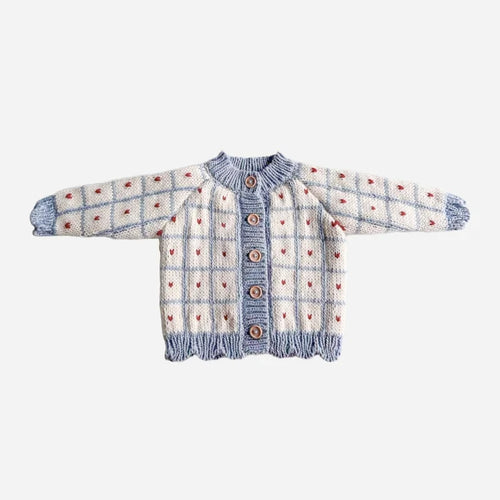 Windowpane Cardigan Pink Checkered Baby Gift Fall Girl (Copy)