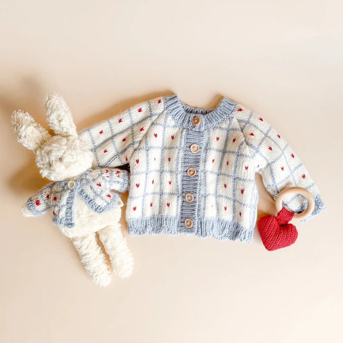 Windowpane Cardigan Pink Checkered Baby Gift Fall Girl (Copy)