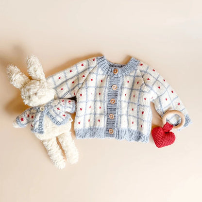 Windowpane Cardigan Pink Checkered Baby Gift Fall Girl (Copy)