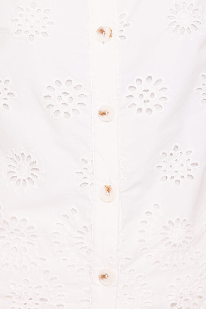 Petal and Pup USA TOPS Winny Button Front Top - White Broderie