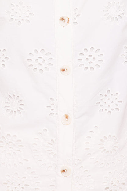 Petal and Pup USA TOPS Winny Button Front Top - White Broderie