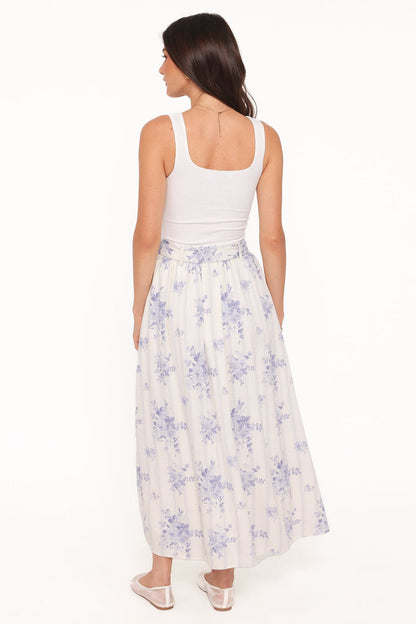 Petal and Pup USA BOTTOMS Xander Tie Waist Midi Skirt - Lilac Floral