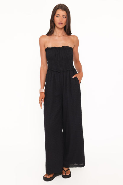 Petal and Pup USA PLAYSUITS Yulissa Strapless Jumpsuit - Black Broderie