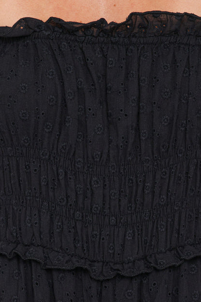 Petal and Pup USA PLAYSUITS Yulissa Strapless Jumpsuit - Black Broderie